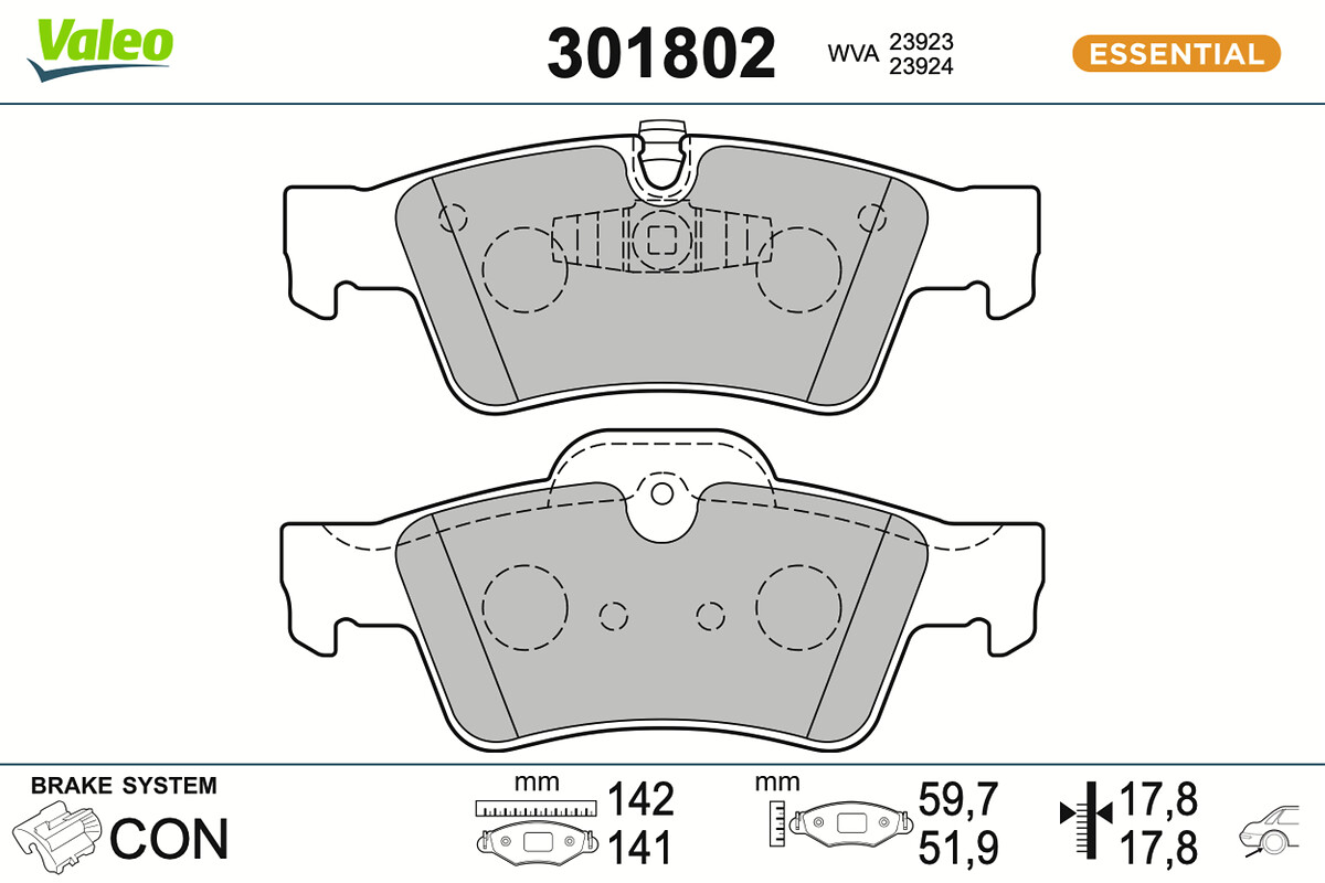 Jeu de 4 plaquettes de frein VALEO ref. 301802